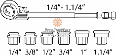 Диапазон применения клуппа трубного ручного Super-Ego 600 Set Compact 3/8"-1/2"-3/4"-1" NPT