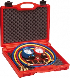 Двухпозиционный аналоговый манометрический коллектор и напорные шланги для хладагентов R22, R134A, R407C, R404A Rothenberger Standard 1/4 SAE