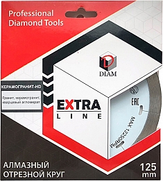 Упаковка алмазного отрезного круга Diam Extra Line 1A1R Корона Керамогранит-HD 125 мм